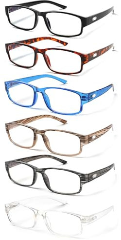 COJWIS 6 Pack Lesebrille für Herren Damen Blaulichtfilter Brillen Anti Blaulicht PC Gaming Modebrille Sehhilfe Lesehilfe (6 Farbe Mischen-1, 0.50, x)