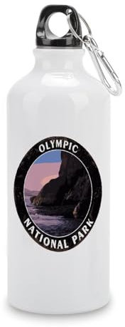 Bouteille d'eau de voyage avec carte du parc national olympique - Attractions touristiques - Bouteille d'eau isotherme en acier inoxydable de 590 ml - Portable et étanche - Pour la salle de sport et