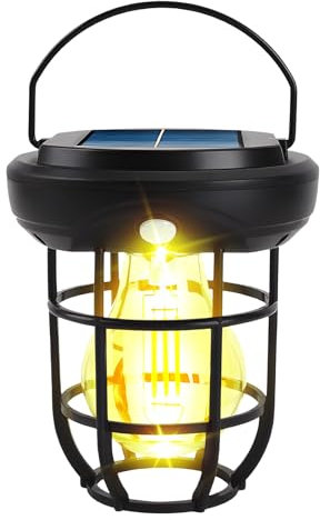 Solarlampen für Außen Hängend Solarleuchten Outdoor,IP65 Wasserdicht Metall Solar Laternen mit LED Glühbirne,Lampions Außen Wetterfest Solarleuchten für Garten Deko Draußen Balkon Beleuchtung (1)