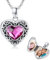 PARYFO Herz Medaillon 925 Sterling Silber Foto Medaillon Halskette mit Lila Kristall Herz Medaillon Schmuck Geschenke für Frauen Mädchen Ehefrau Mutter Freundin Tochter