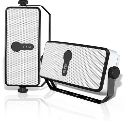 Plyee Audio Altoparlante Bluetooth Esterno, IPX5, Sincronizza 100 Altoparlanti, Montaggio a Parete, Compatibile con Telefono, PC, Echo Dot, per Patio, Veranda, Garage, Coppia (MZ-511)