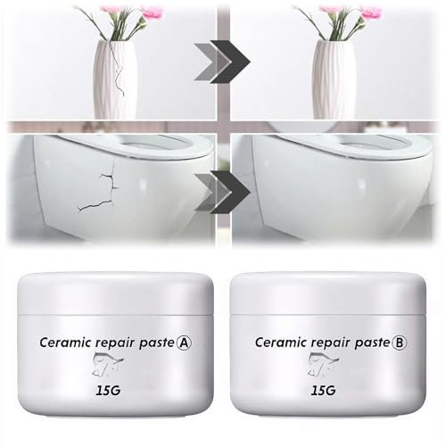 PLGEBR Pasta per riparazione ceramica 2024, kit di riparazione per piastrelle e doccia, kit di riparazione per vasca bianca, riparazione crepe su ceramica, colla per riparazione piastrelle e vasca da