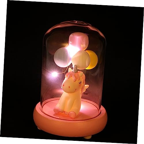 HOMSFOU Kreative Schreibtischlampe Unicorn Nachttischlampe Mit 4 Luftballons Touch Sensor Glasabdeckung Dekorationslampe Für Schlafzimmer Und Hochzeiten