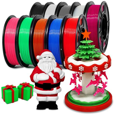 YOUSU PLA Plus (PLA+) Filament 1.75 mm 10 x 250 g Spool, Professional High Strength 3D Printer Filament (Black/White/Grey/Red/Blue/Green/Orange/Pink/Purple/Transparent)