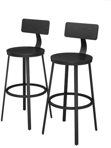 Vicco Barhocker Caracas, Hocker für die Bar, Schwarz, 34 x 102 cm 2er Set