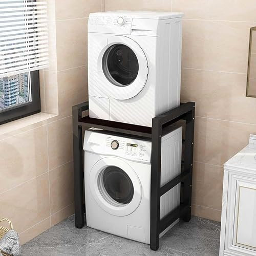 NWRYSM Mobile Lavatrice Asciugatrice Mobile Sopra Lavatrice Salvaspazio Scaffale Sopra Lavatrice Regolabile in Altezza Armadio Sopra Lavatrice per Bagno Cucina Balcone (Nero Grigio scuro)