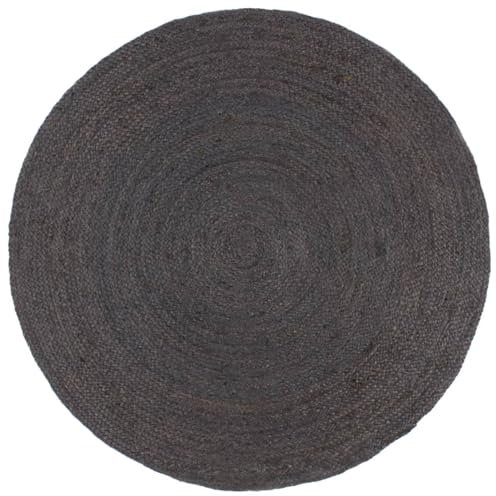 Iiaky Alfombra de Yute Tejida a Mano Redonda Gris Oscuro 240 cm Alfombras Redondas Lavable Alfombras para Salon