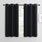 NICETOWN Scheibengardinen Blickdicht Vorhang Schwarz Kurze Gardinen mit Ösen 2er Set H120 x B107 cm Küchengardinen Fenster Gardine Thermo Vorhänge Kurzgardine Verdunkelungsvorhang, H120 x B107 cm