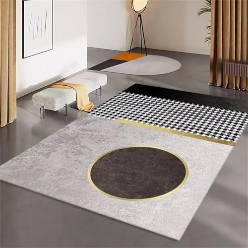 Ultraweicher großer Wohnzimmerteppich, 200 x 300 cm, Grau und Schwarz, gestreiftes Design, moderner und rutschfester schmutzabweisender Teppich, ideal für Waschküche