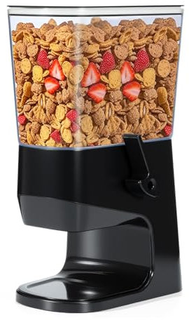 Tokokimo Cereal Dispenser Containers, Cereal Storage Containers - Not Easy to Crush Food, Dry Food Dispenser for Cornflakes, Candy, Nuts, Beans, Granola, (Black 3.2 L)