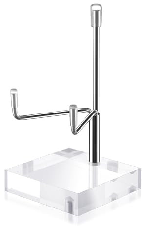 Sibba Large Adjustable Metal Arms Plate Stands Display Easel Holder Stand Easel with Acrylic Base Small Holder Case Plate Clear Base Home Décor Accents for Fossil Coral Geodes Rock