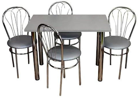 All4All Esstisch Venus - Esszimmertisch - Tisch mit Chrombeinen - Küchentisch - Bürotisch - 100x60cm - 120x70cm - Küche - Wohnzimmer (Grau, 120x70cm)