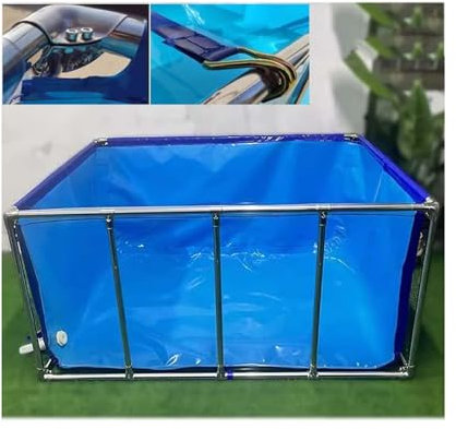 Acuario Plegable de Lona de PVC Transparente con Soporte metálico, Ideal para la cría de koi y Uso agrícola. Ventana Transparente, fácil de Instalar (120 x 80 x 70 cm).