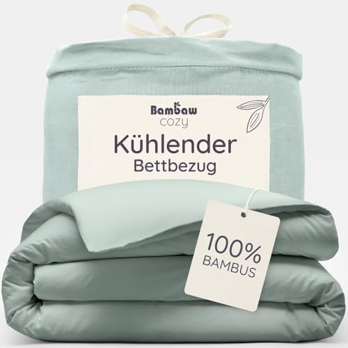 Bambaw 100% Bamboo Duvet Cover King Size, 240x220 cm, Anti Allergy Bedding, Soft Duvet Cover Bamboo Viscose, Antibacterial Cooling Bed Sheets for Summer, Hotel Quality King Bedding (Sea Glass)