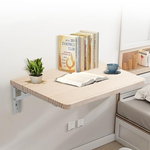 MESCXTY Klappbarer Wandtisch mit Klappblatt, Industriewerkbank mit Holzmontage, Schreibtisch, Arbeitsplattenverlängerung zum Herunterklappen (80 x 40 cm)