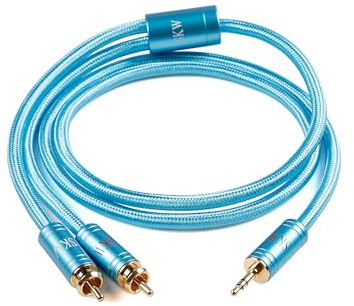SKW Câble Adaptateur Stéréo en Y 3.5mm vers 2 RCA 2m, pour Voiture, PC, Home Cinéma et Appareils Audio