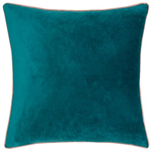 furn. Meridian Velvet Cushion Cover (Teal/Blush - 45 x 45cm)