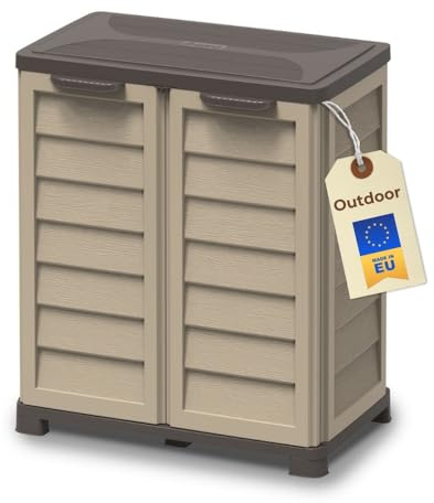 GarPet Gartenschrank Wetterfest Outdoor Kunststoff Schrank Kunststoffschrank Mehrzweckschrank Balkonschrank Geräteschrank Terrassenschrank Kellerschrank