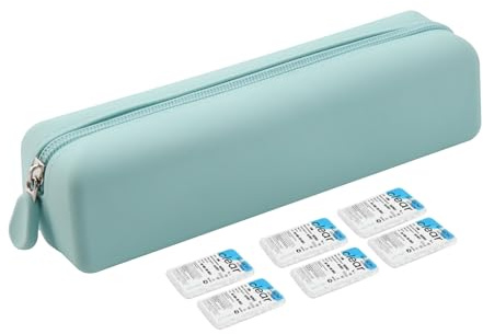 Beautyflier Disposable Daily Contact Lens Case, Travel Compact Storage Bag for All Brands Daily Lens, Water-Resistant Silicone Organizer Case, Storage Up to 40 Lenses (Light Blue)