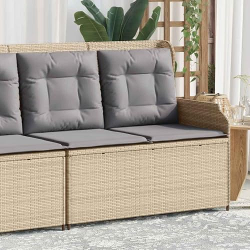Bucmath Gartenbank Verstellbar mit Kissen Beige Poly Rattan, 110x67x95 cm, UV-beständig, Robustes Outdoor Möbel für Terrasse Garten Balkon