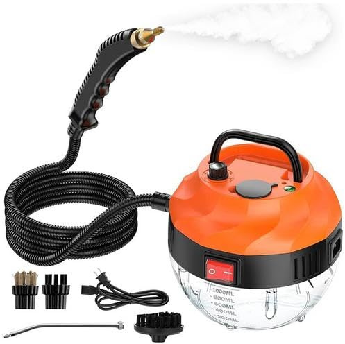 Dampfreiniger Handgerät 3800W, 6 stufig verstellbarer Griff, 15 Sekunden Aufheizzeit, 1,2 L Wassertank, Dampfreiniger, 3 Bar Hochspannungs-Dampfreiniger für Boden, Küche, Fenstern,Badezimmern, Autos