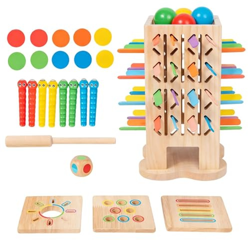 Genérico Juego de Palos para Recoger,Set 5 en 1 con Dados para Lanzar, Juguete Infantil - Juguete Educativo Preescolar | para Habilidades Motoras Finas, Pensamiento Estratégico y