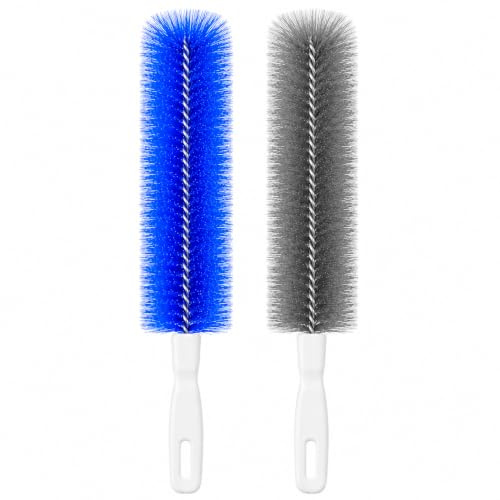 Bendable Fan Cleaner Brush, Flexible Microfibre Duster with Washable Reusable Head, Dust Removal Brush for Ceiling Fans, Air Vents, Blinds, Radiators, Curtains and Car Vents (Blue + Gray)