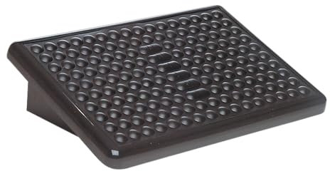 UNILUX Confort Massant Repose Pied Bureau Ergonomique Fonctionnel Incliné avec Surface Massante Amovible et Nettoyable en PVC - Antiallergique 45 x 30 x 12 cm Noir