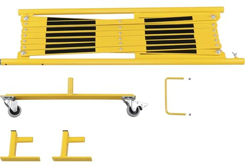 Certeo | Scherengitter | Wandhalterung | 2 Rollen | Gelb/Schwarz | Länge max 3600 mm
