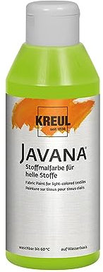 KREUL 91313 - Javana Stoffmalfarbe für helle Stoffe, 250 ml Glas in maigrün, geschmeidige Farbe auf Wasserbasis mit cremigem Charakter, dringt fasertief ein, waschecht nach Fixierung