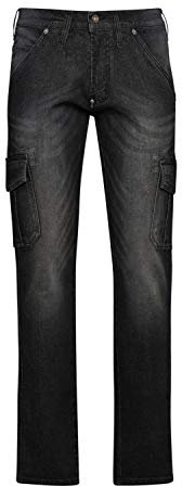 JEANS STETCH DIADORA DENIM STONE-WASHED 6 POCHES NOIR DELAVE - 172115C62080