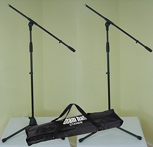 2 x Adam Hall S 5 BE - Mikrofon-Ständer mit Schwenkarm/Galgen & Transport-Tasche - Mikrofon-Stativ Dreibein schwarz S5BE + SMICBAG