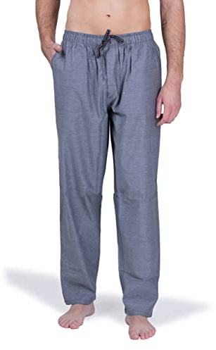 Moonline Herren Freizeithose lang 100% Baumwolle | Schlafhose aus weicher Webbaumwolle, atmungsaktiv, elastischer Tunnelzugbund, drei praktische Seitentaschen, bequem
