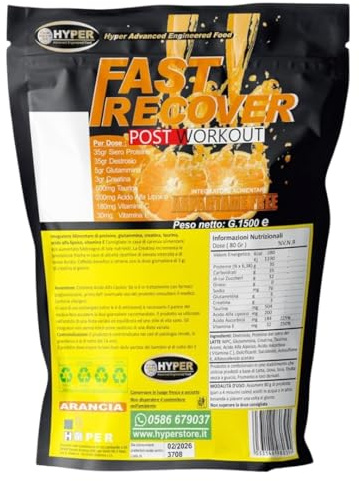 Pronto Recupero Muscolare POST WORKOUT FAST RECOVER 1500 gr Arancia Mantenimento Aumento Massa Muscolare Con Proteine WHEY Destrosio Glutammina Creatina Taurina Acido Alfa Lipoico