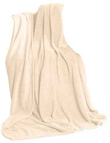 CelinaTex Flauschige XL Kuscheldecke 220 x 240 cm Creme weiß Decke Sofa Wohndecke weich Soft Mikrofaser Fleece Oeko-TEX TV-Decke
