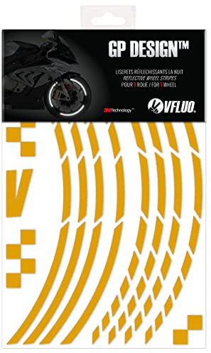 VFLUO - Kit Reflektierende Felgenrandaufkleber GP Motorrad, Aufkleber für 1 Rad 3M™-Technologie™, 360°-Kreis - Hohe Sichtbarkeit von der Seite – Diskret und Design – Einfache Installation