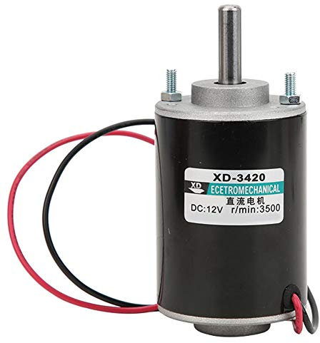 Motor, 30W Elektromotor, XD-3420 12 / 24V CW/CCW Permanentmagnet DC-Motor High Speed 3000 / 6000rpm, geringe Wärmeentwicklung und hohe Tragfähigkeit für Schleifmaschine Kleine Schneidbank, etc (12 V)