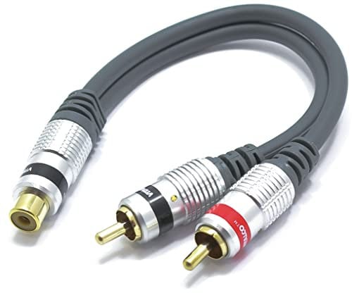 VITALCO Adaptador RCA en Y 2X Machos a 1x Hembra RCA Splitter en Cable Hembra a Doble Macho