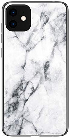 BRAND SET Case for iPhone 11 Pro marble transparent tempered glass all-inclusive cover soft silicone phone case compatible with iPhone 11 Pro-White