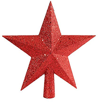 Molinter Weihnachtsbaumspitze Christbaumspitzen Baumspitze Weihnachtsbaum Paillette Stern Weihnachtsstern Baumschmuck für Weihnachten Deko (19.5CM, Rot)