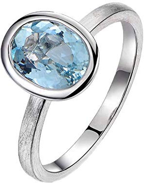 Bishilin Trauringe Weißgold 750 Oval Aquamarin 1.35ct Hochzeit Ringe Eheringe Gr.61 (19.4)