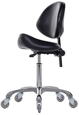 FRNIAMC Hydraulischer Sattelhocker mit Rückenstütze, ergonomisch, höhenverstellbar, robust (204 kg) für Schönheitssalon, Massage, Klinik, Haus und Büro