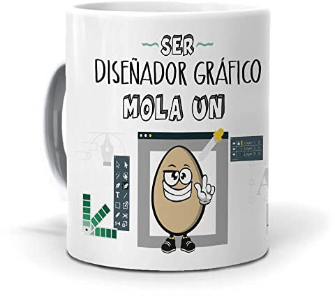 mundohuevo Taza Regalo Personalizado y Divertido diseñador. Ser diseñador Grafico Mola un Huevo. Cerámica AAA - 350 ml.