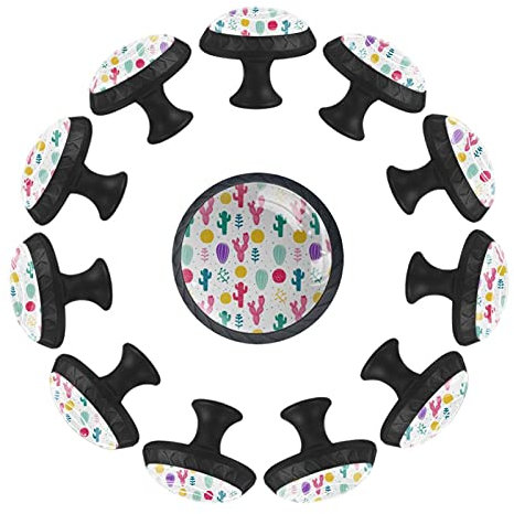 Bunte Kaktus-Knöpfe, rund, 35 mm, für Schlafzimmer, Kommode, Kinderzimmer, Spielzimmer, 12 Stück