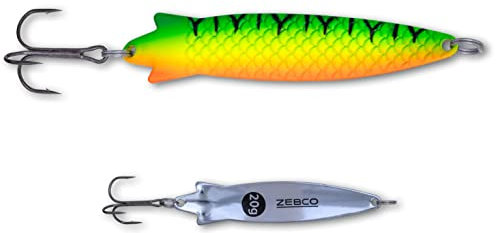Zebco Premium Trophy Z-Spoony Blinker Angelköder schalnker Köder mit Drillings-Angelhaken Raubfisch Spoons Angel-zubehör, firetiger, 15 g