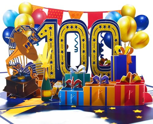 Magic Ants Pop-Up-Karte zum 100. Jahrestag, Geburtstagskarte, Karte zum 100. Hochzeitstag, 3D-Grußkarte, 100 Jahre alte Geburtstagskarte, Glückwunschkarte