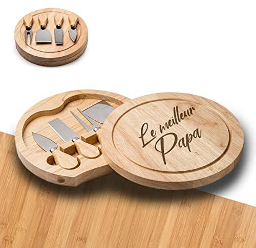 GRAVURE CONCEPT Kit De 4 Accessoires À Fromage Avec Boîte Personnalisable - Accessoires De Découpe À Fromage - Idée Cadeau (COMTÉ)