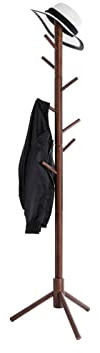 Porte manteau sur pieds bois Porte-manteau de sol, Stand de manteau en bois, Hall Standing Hall Arbre avec 10 crochets for manteaux, chapeaux, sacs, sacs à main Noyer noir Portemanteaux pour entrée