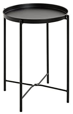HAKU Möbel Beistelltisch schwarz, Metall - Maße: H 50 cm x Ø 39 cm, Style: Art Deco