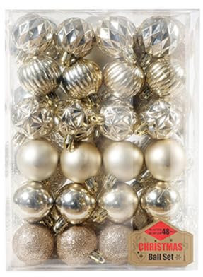 48 Stück Weihnachtskugeln Kunststoff, 6CM Dekokugelen Weihnachtskugeln Weihnachtsbaumschmuck Set Christbaumkugeln Weihnachtsdeko Kugeln zum Aufhängen Dekorationen für Weihnachtsbaum Party,Champagner